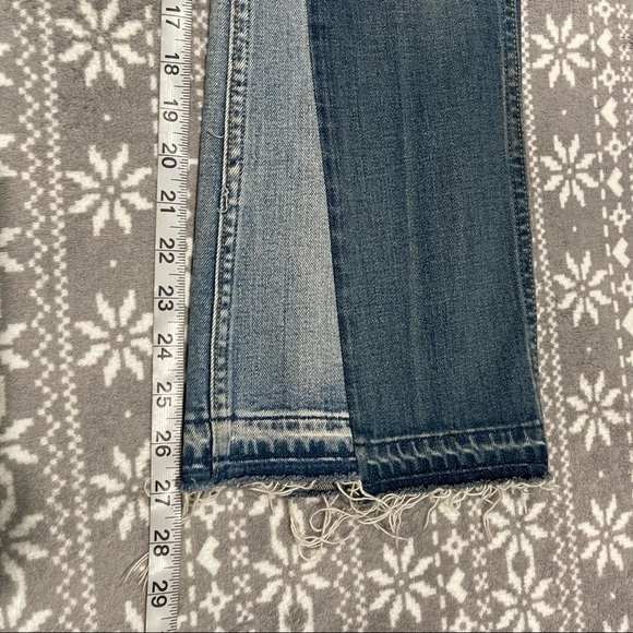 Anthropologie AMO Crop Boot Jeans Distressed w/ Raw Hem Button Fly Two Tone 24 - Picture 13 of 14